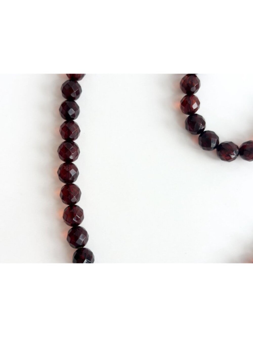 Round Faceted Round Amber Stone Vintage Art Deco Necklace - 17" - Picture 4 of 12